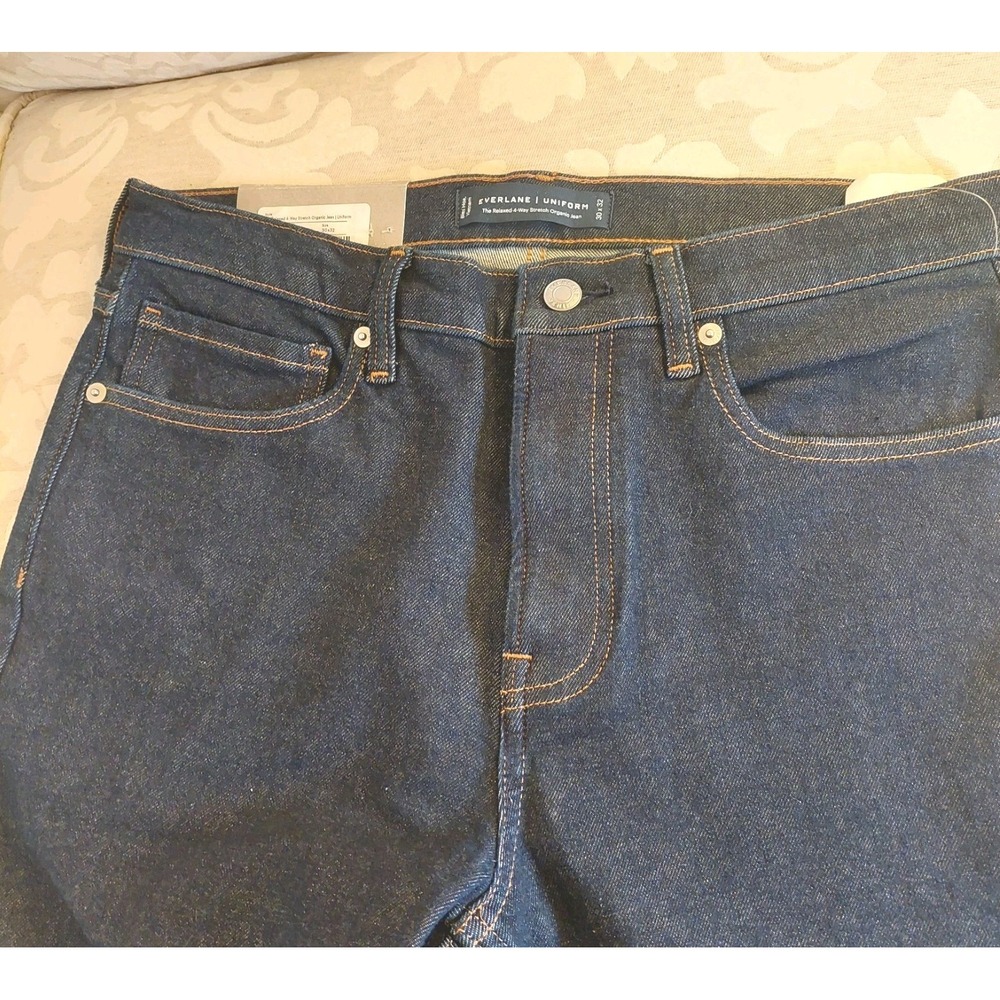 NEW! Everlane The Relaxed 4-Way Stretch Organic Jean in Dark Indigo 30x 32 $138 - Picture 4 of 12